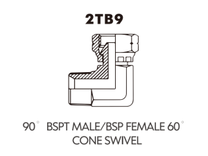 BSP BSPT ADAPTOR 90 BSPT MALE/BSP FEMALE 60CONE SWIVEL