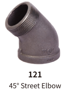 galvanized balck mallebale iron fitting elbow 45 mf