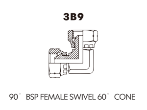 BSP BSPT ADAPTOR 90 BSP FEMALE SWIVEL 60 CONE
